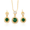 Necklace With Earring Round in Green