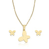 Gold Butterfly Necklace & Earrings Set