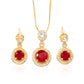 Necklace With Earring Round in Red