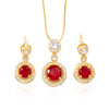 Necklace With Earring Round in Red