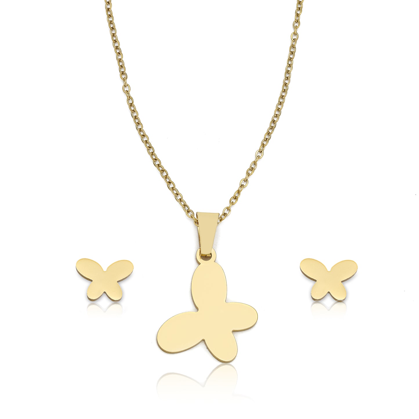 Gold Butterfly Necklace & Earrings Set
